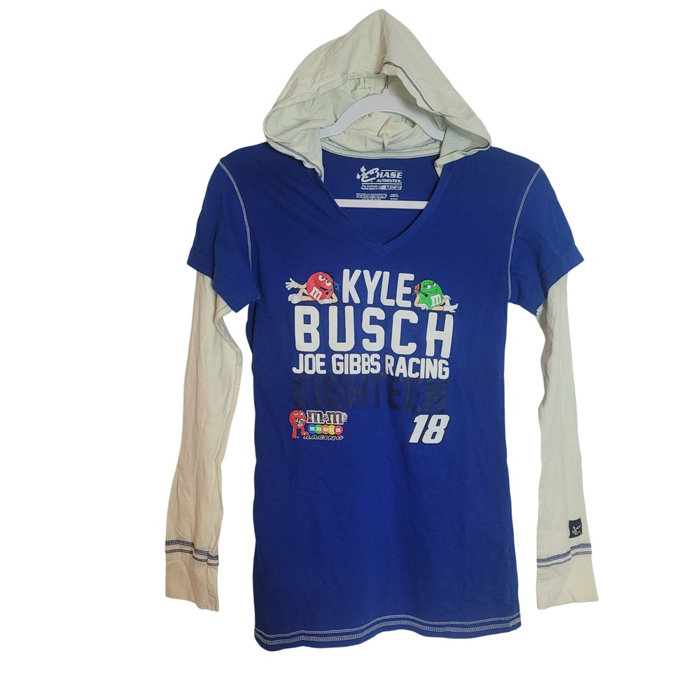 Chase Authentics NASCAR Kyle Busch Joe Gibbs Racing M&Ms Layered Hoodie Blue S